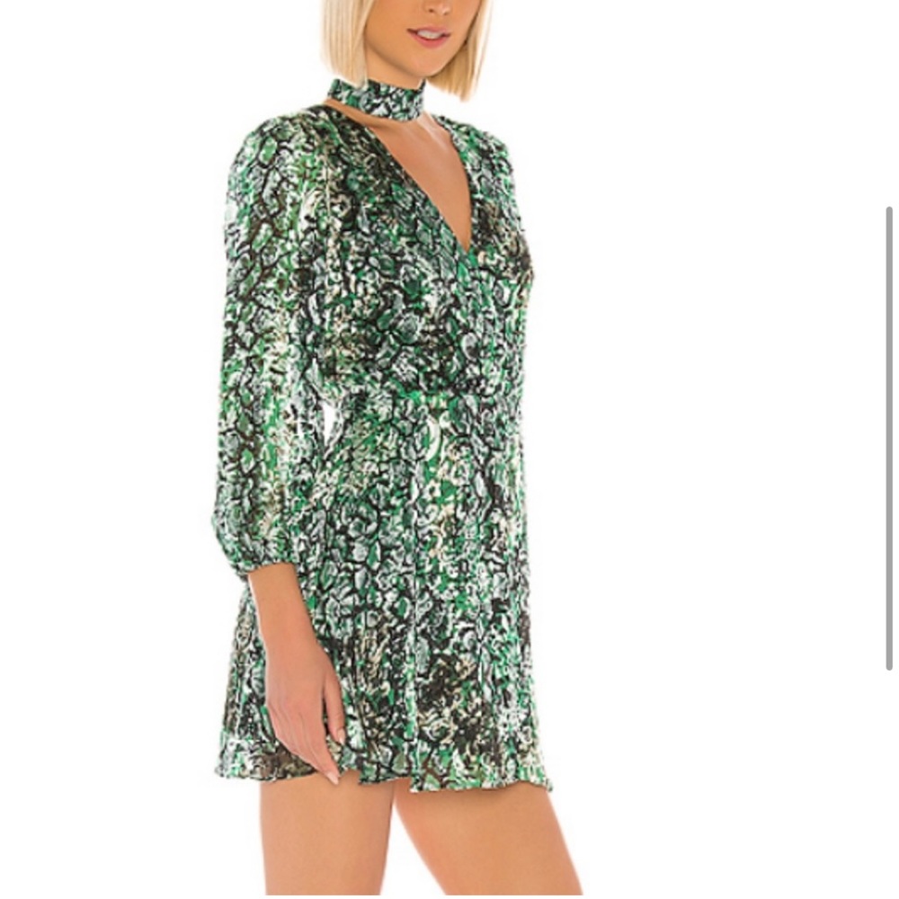 Alice + Olivia Rita Green Snakeskin Dress 4 - Picture 4 of 12